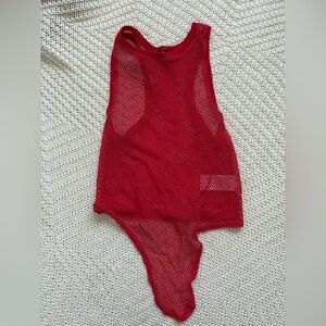 Out From Under Mesh Front Knot Top